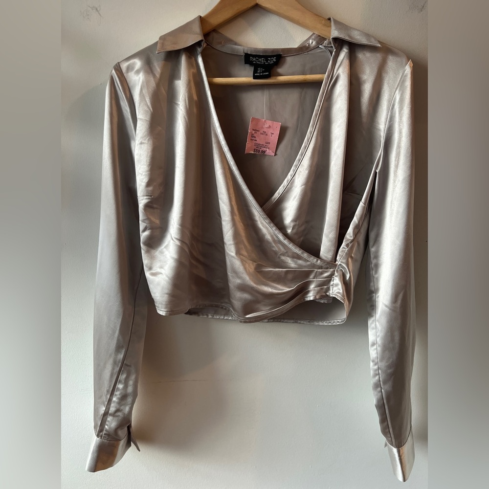 Rachel Zoe Metallic Top Long Sleeve S NWT